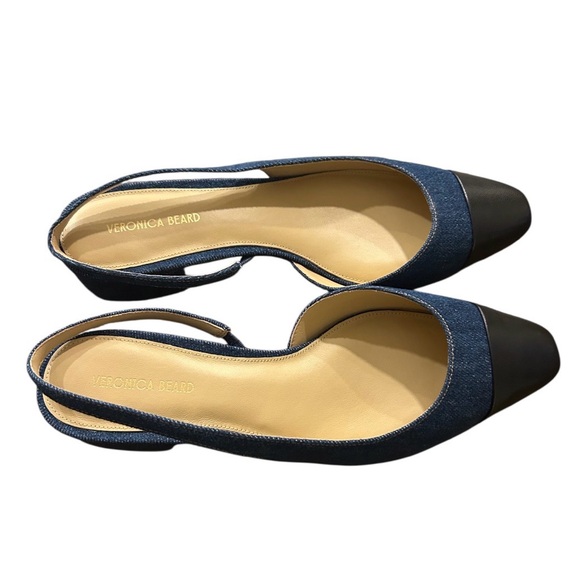 Veronica Beard Half d’Orsay Slingback Pumps Mountain Blue Black 375.00 Size 7.5 - Picture 3 of 10